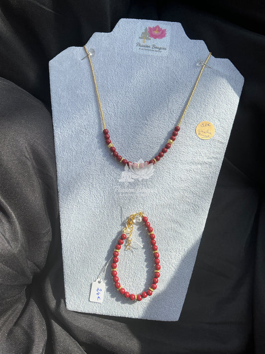 Parure « pierre cinabre rouge »