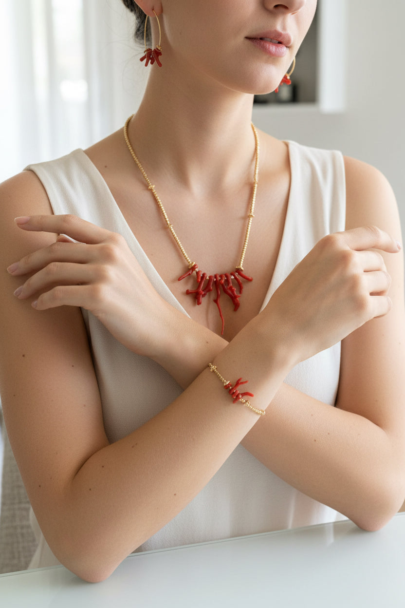 Parure corail rouge de Sardaigne