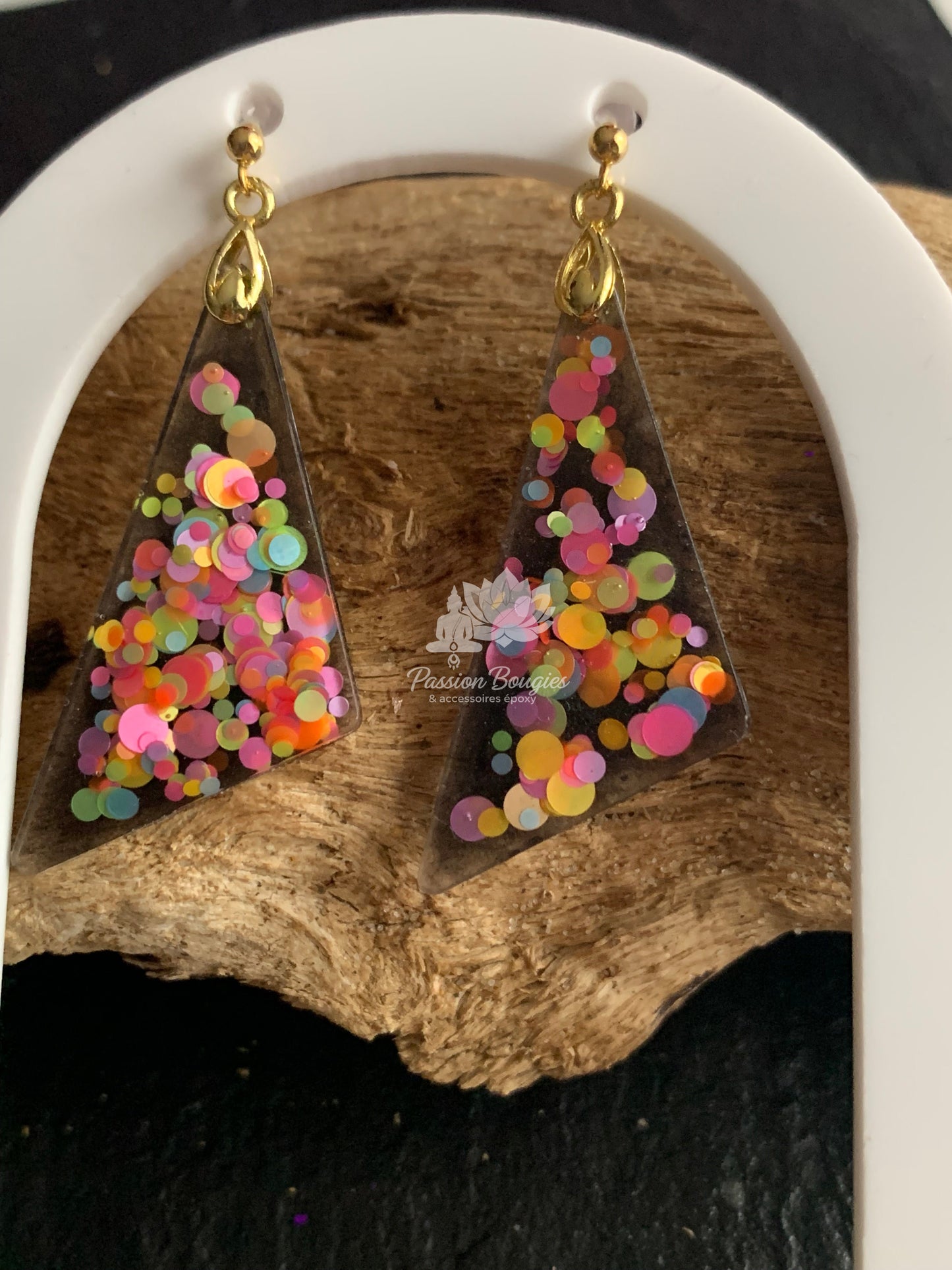 Parure collier et boucles d’oreilles confettis