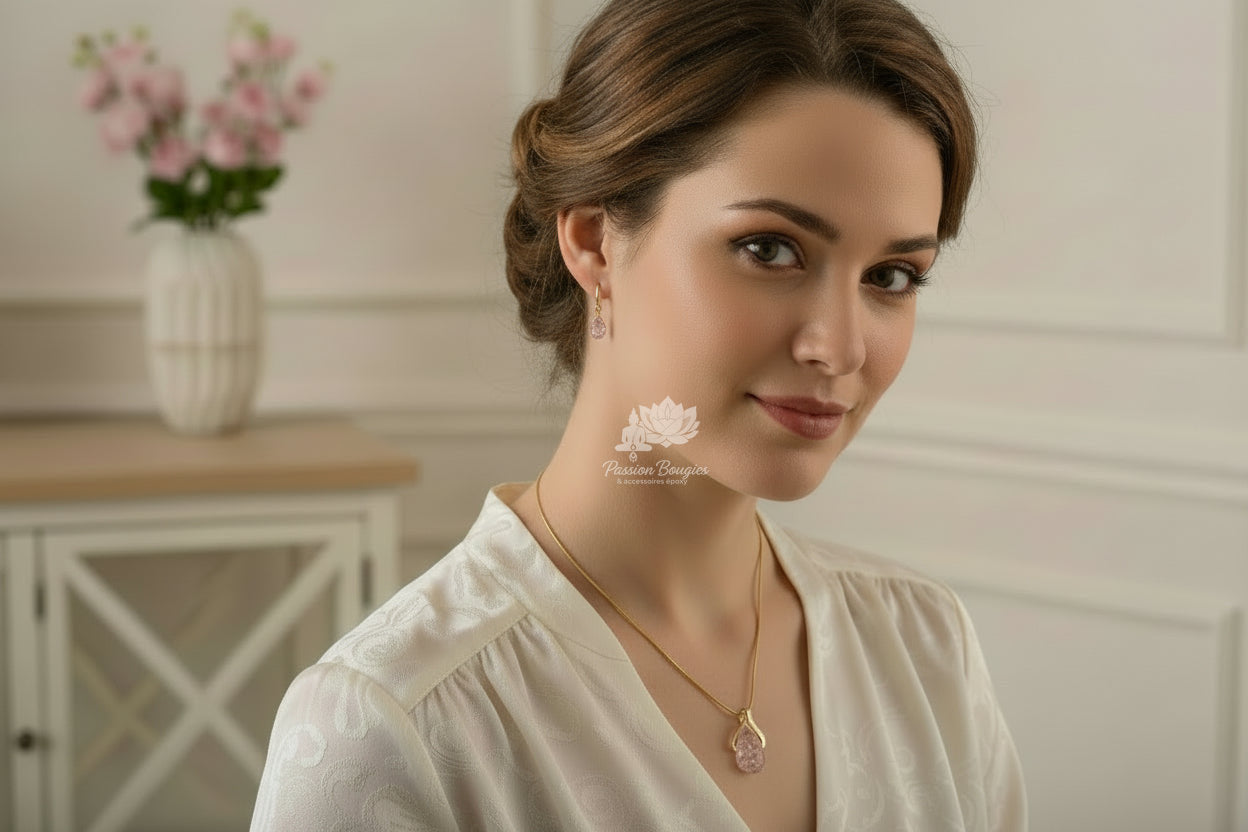 Parure «étincelante » - attaches BO pour oreilles non percées et / ou sensibles
