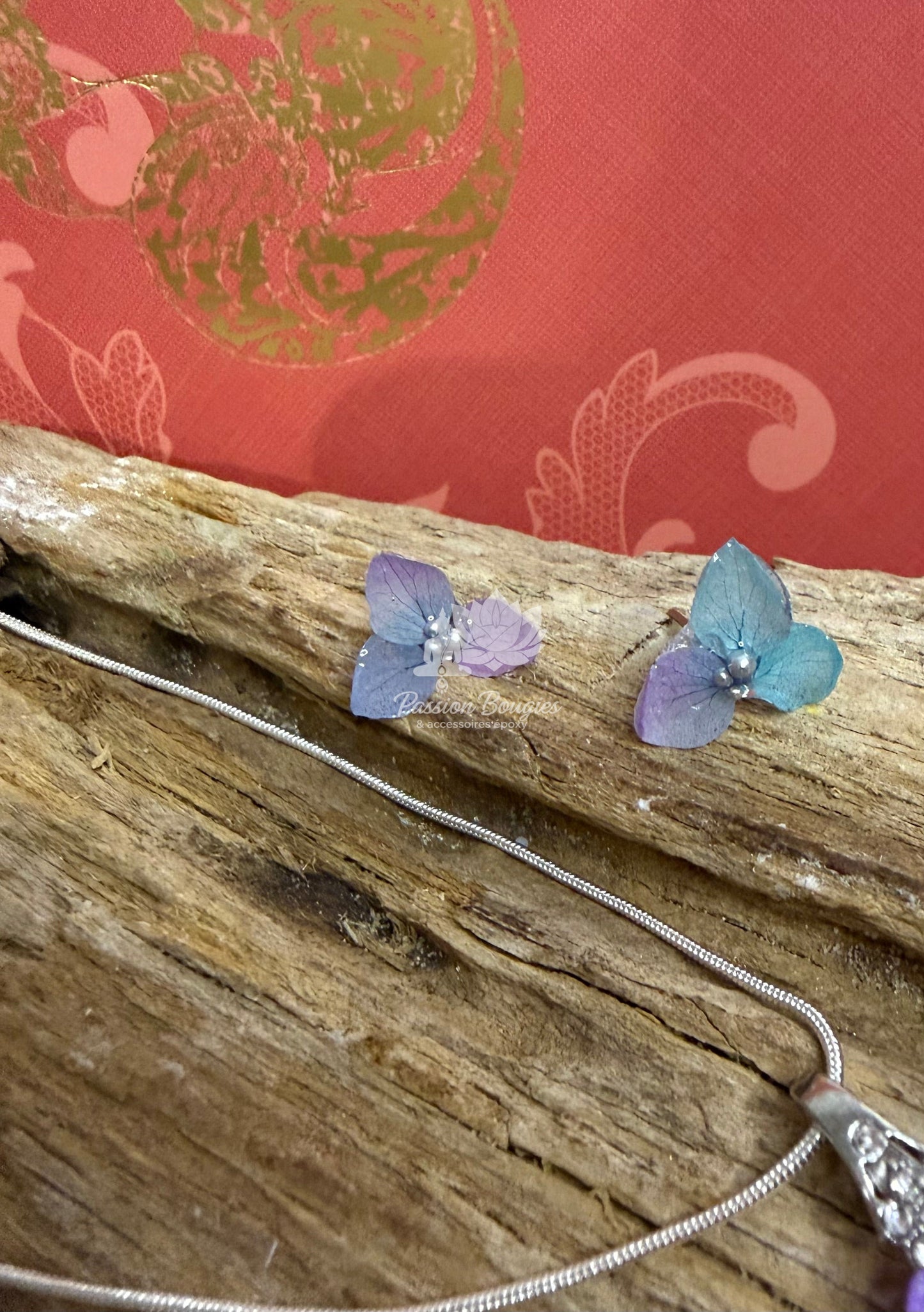 Parure «hortensia bleu »