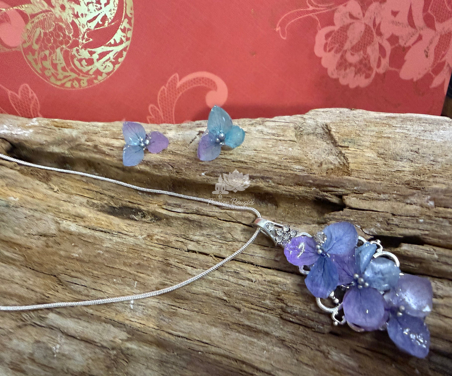 Parure «hortensia bleu »