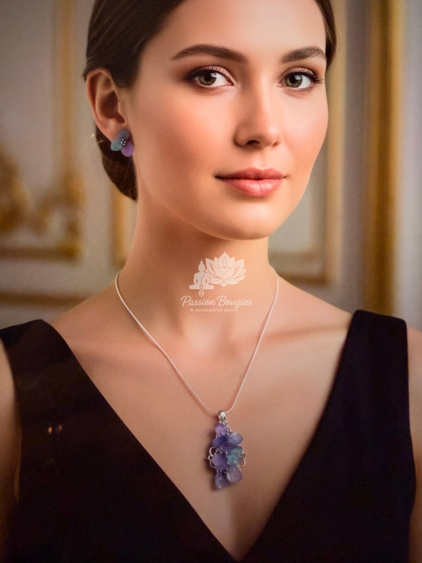 Parure «hortensia bleu »