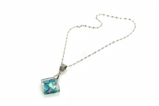 Parure carrée nacré  bleue intense