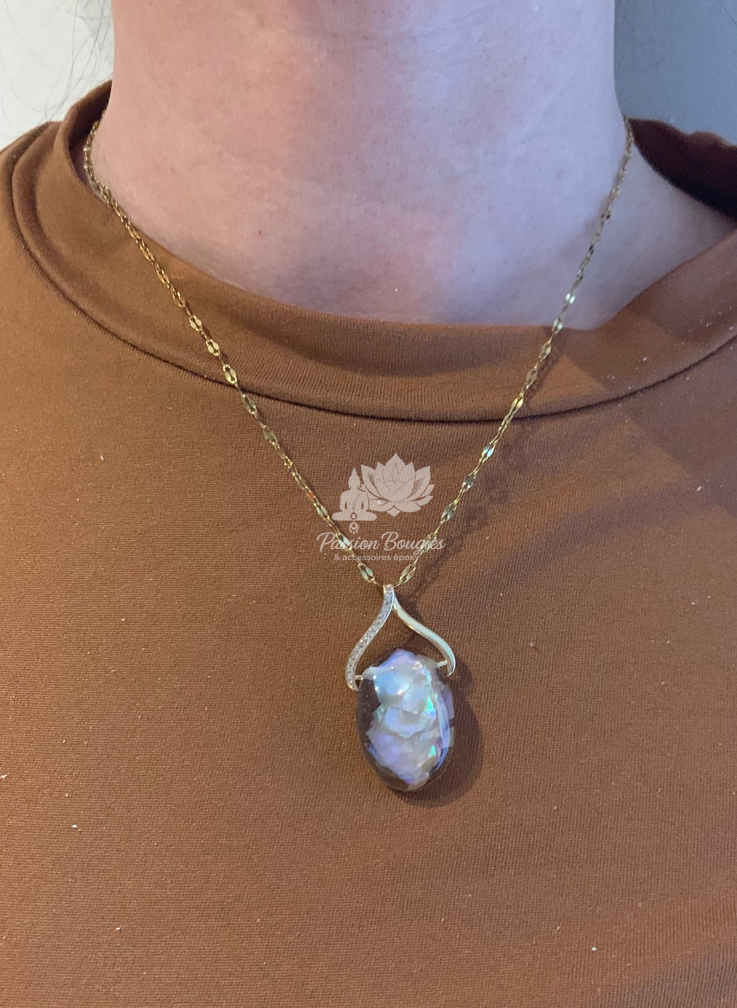 Parure nacre coquillage bleu