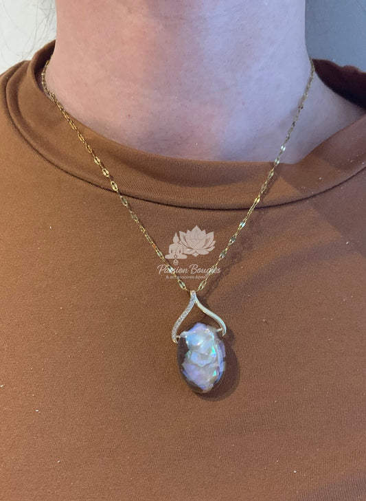 Parure nacre coquillage bleu