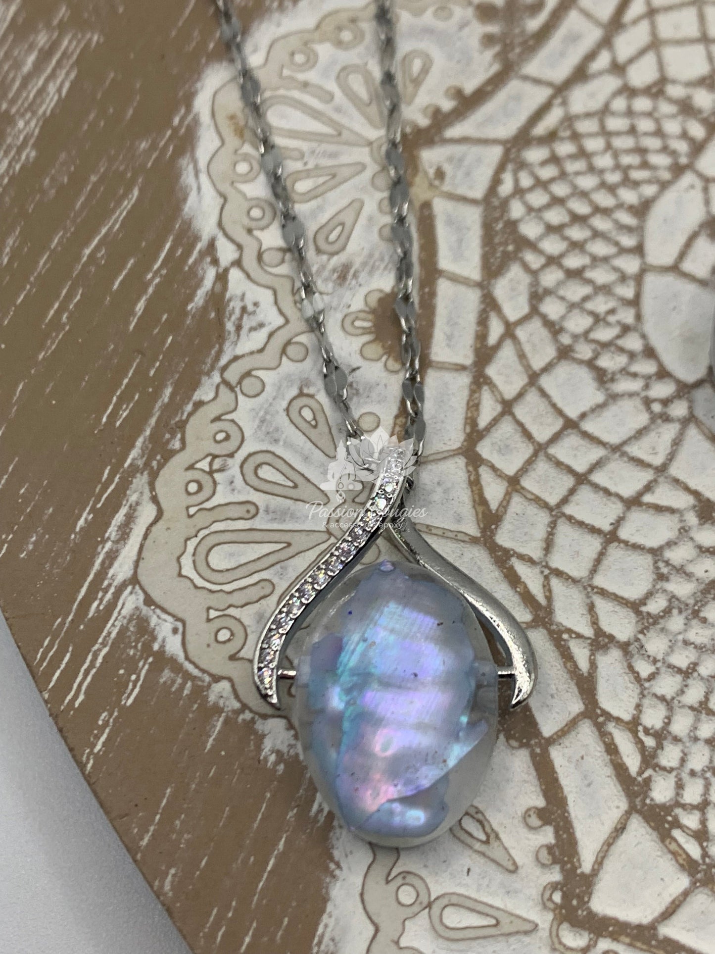 Parure nacre coquillage bleu