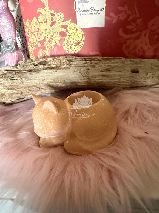 Photophore chat avec support pour bougie chauffe-plat