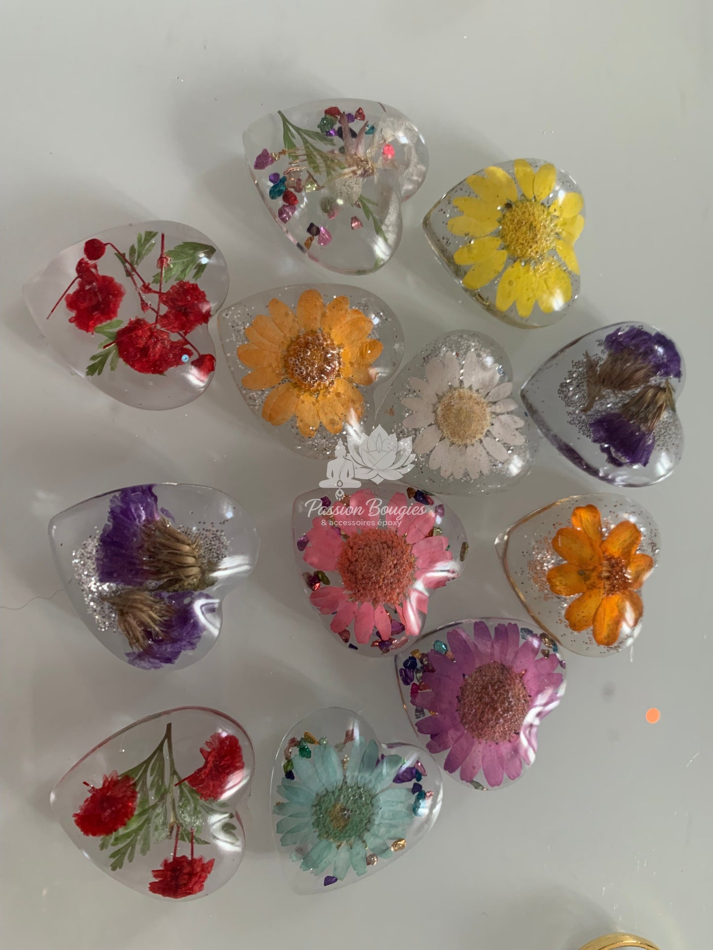 Porte-clefs cœur floral