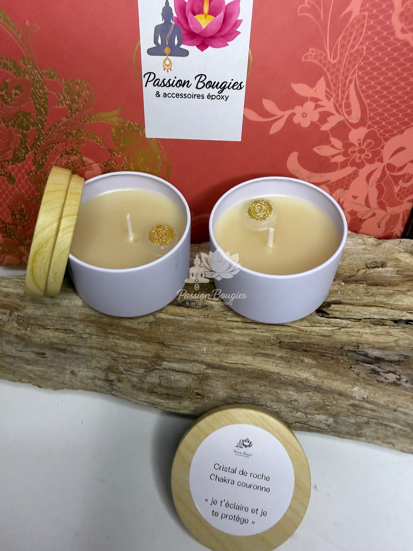 Pot métal  4 oz✨ Bougie énergétique – Chakra couronne 💜 parfumé 🌿