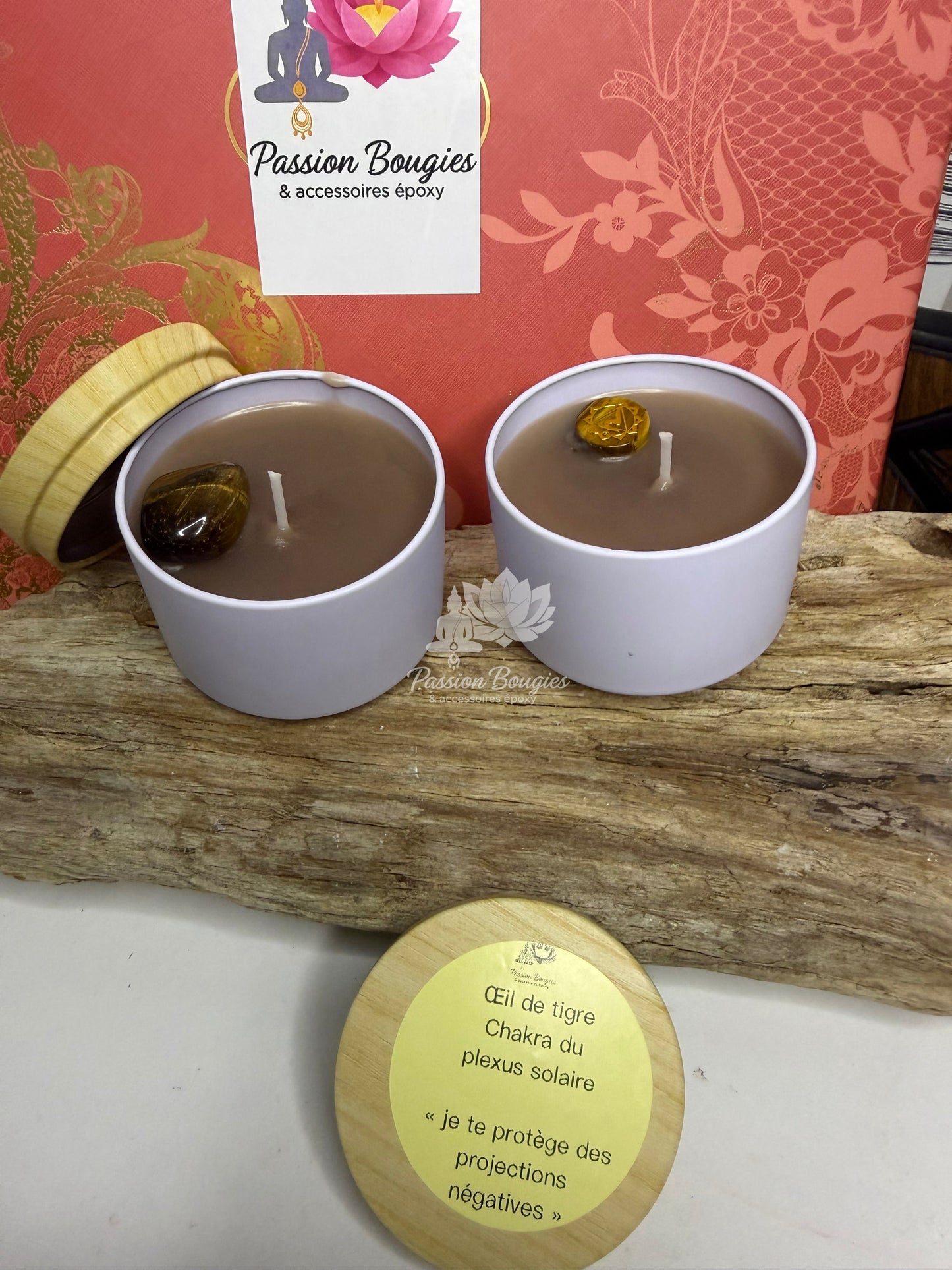 Pot métal doré ✨ Bougie énergétique – Chakra plexus solaire 💛 parfumé au choix 🌿